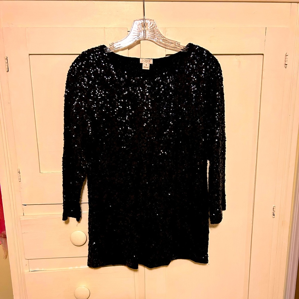 Black sequin J Crew top